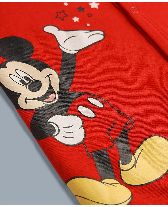 Babyhug Disney 100% Cotton Interlock Knit Full Sleeves Jhablas with Mickey Mouse Print Pack of 3 - Red Peach White