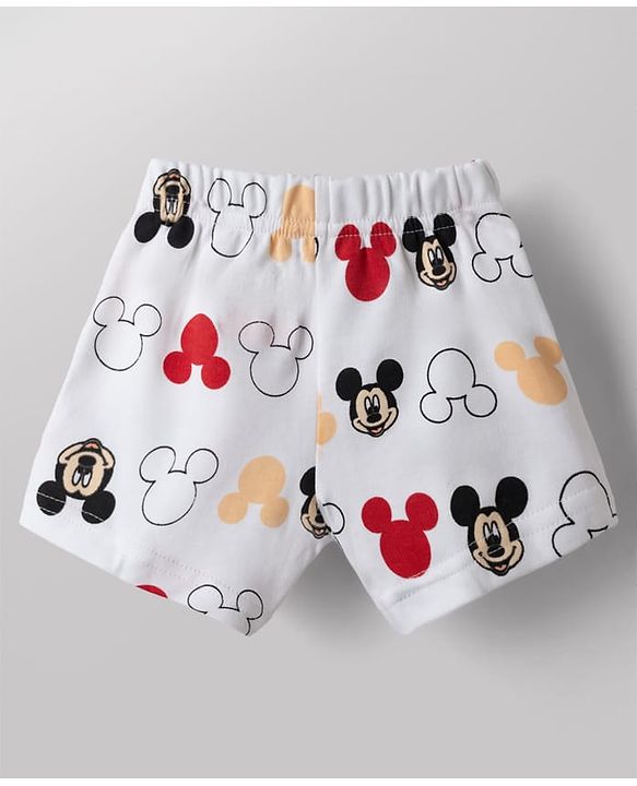 Babyhug Disney 100% Cotton Interlock Knit Briefs with Mickey Mouse Graphic Print Pack of 3 - Red, Peach & White