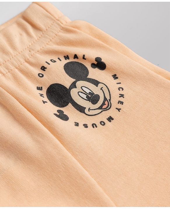 Babyhug Disney 100% Cotton Interlock Knit Briefs with Mickey Mouse Graphic Print Pack of 3 - Red, Peach & White