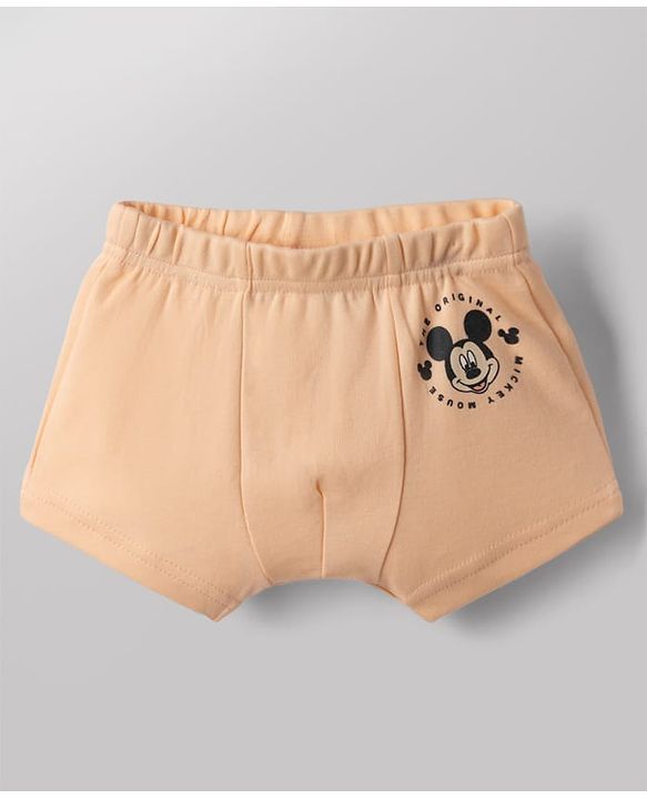 Babyhug Disney 100% Cotton Interlock Knit Briefs with Mickey Mouse Graphic Print Pack of 3 - Red, Peach & White