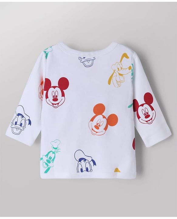 Babyhug Disney 100% Cotton Interlock Knit Full Sleeves Front Open Jhablas with Mickey Mouse Graphic Print Pack of 2 - Light Blue, White