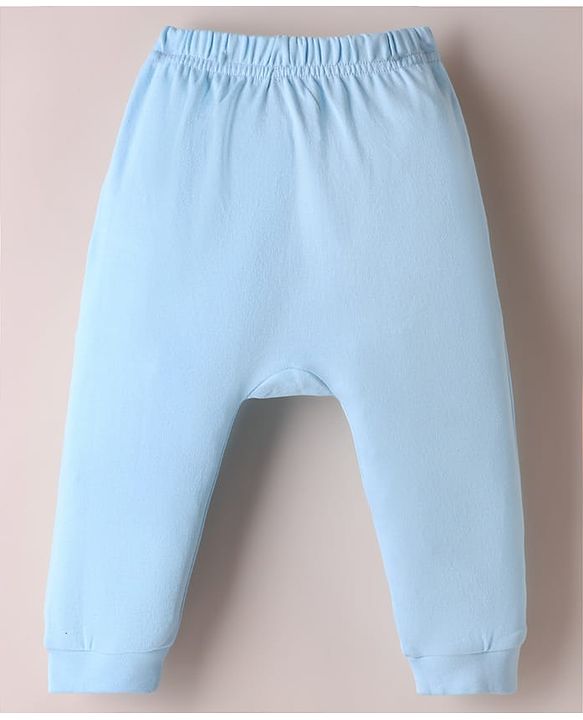 Babyhug Disney 100% Cotton Interlock Knit Full Length Diaper Leggings with Mickey Mouse Print Pack Of 2 - White & Light Blue