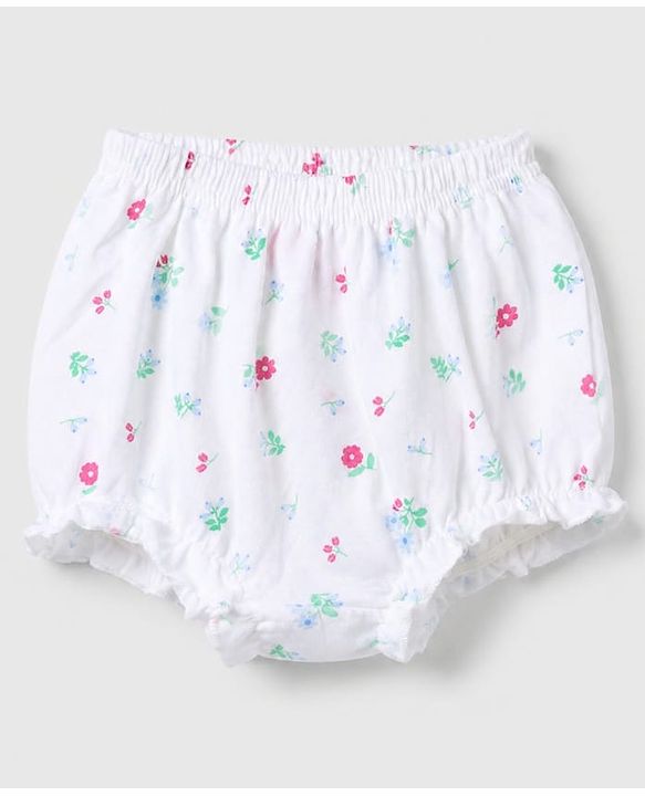 Babyhug 100% Cotton Single Jersey Knit Antibacterial Bloomers With Floral Print Pack of 3 - Blue Pink White