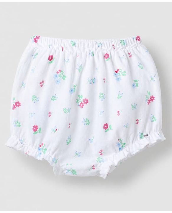 Babyhug 100% Cotton Single Jersey Knit Antibacterial Bloomers With Floral Print Pack of 3 - Blue Pink White