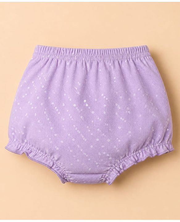 Babyhug 100% Cotton Single Jersey Knit Antibacterial Bloomers With Floral Print Pack of 3 - Purple White & Pink