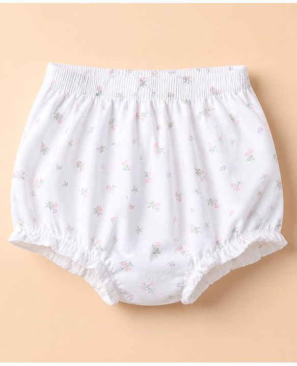 Babyhug 100% Cotton Single Jersey Knit Antibacterial Bloomers With Floral Print Pack of 3 - Purple White & Pink