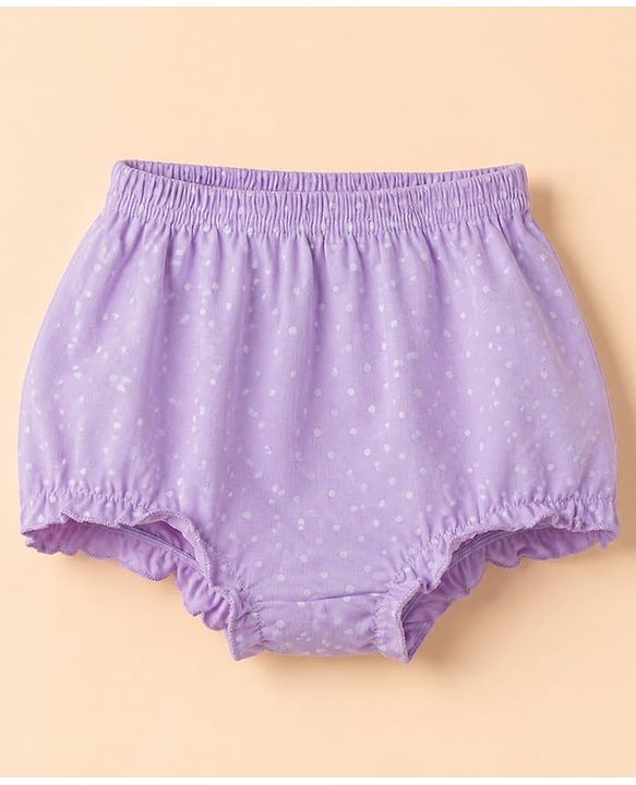 Babyhug 100% Cotton Single Jersey Knit Antibacterial Bloomers With Floral Print Pack of 3 - Purple White & Pink