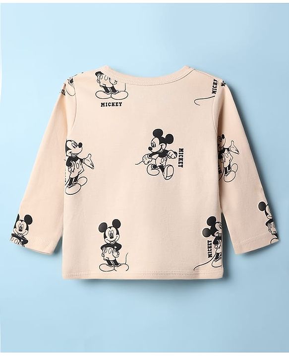 Babyhug Disney 100% Cotton Interlock Knit Full Sleeves Jhablas With Mickey Mouse Print Pack Of 2 - White & Beige