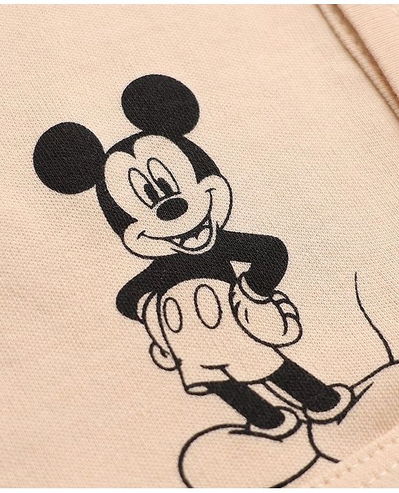 Babyhug Disney 100% Cotton Interlock Knit Full Sleeves Jhablas With Mickey Mouse Print Pack Of 2 - White & Beige