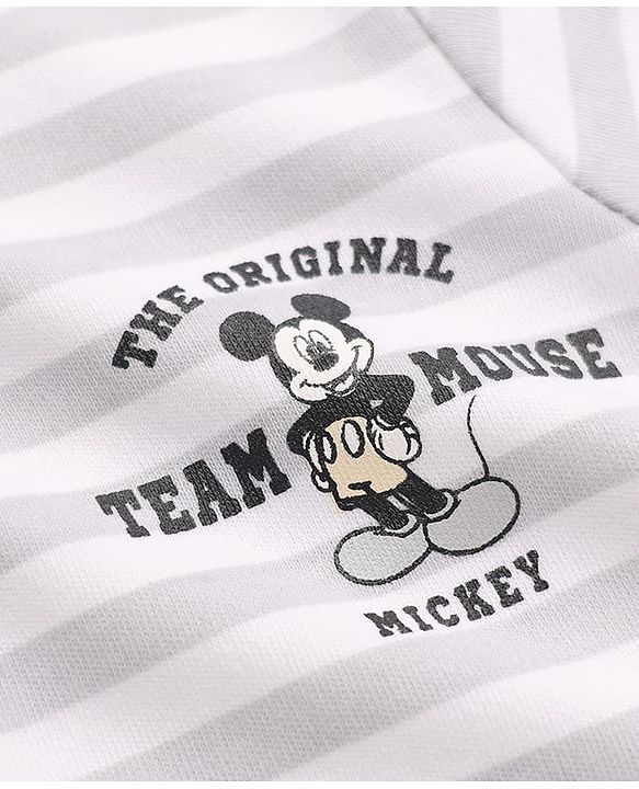 Babyhug Disney 100% Cotton Interlock Knit Full Sleeves Jhablas With Mickey Mouse Print Pack Of 2 - White & Beige