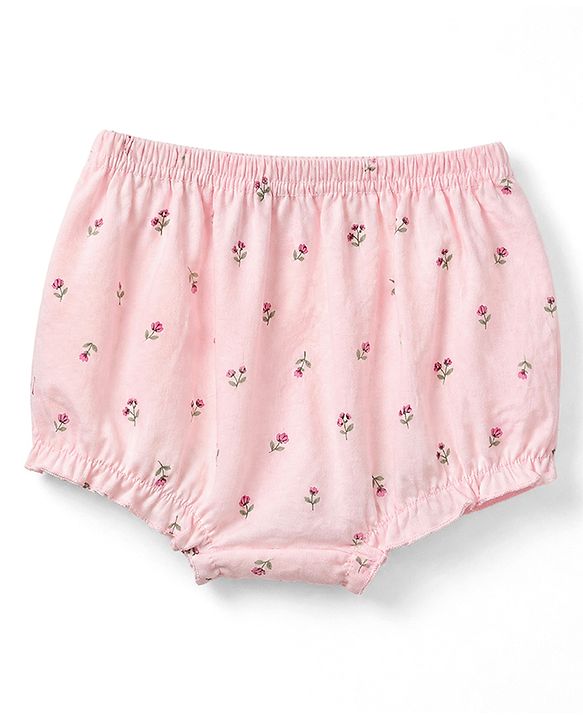 Babyhug 100% Cotton Knit Antibacterial Bloomers with Floral Print Pack of 3 - Red & Pink