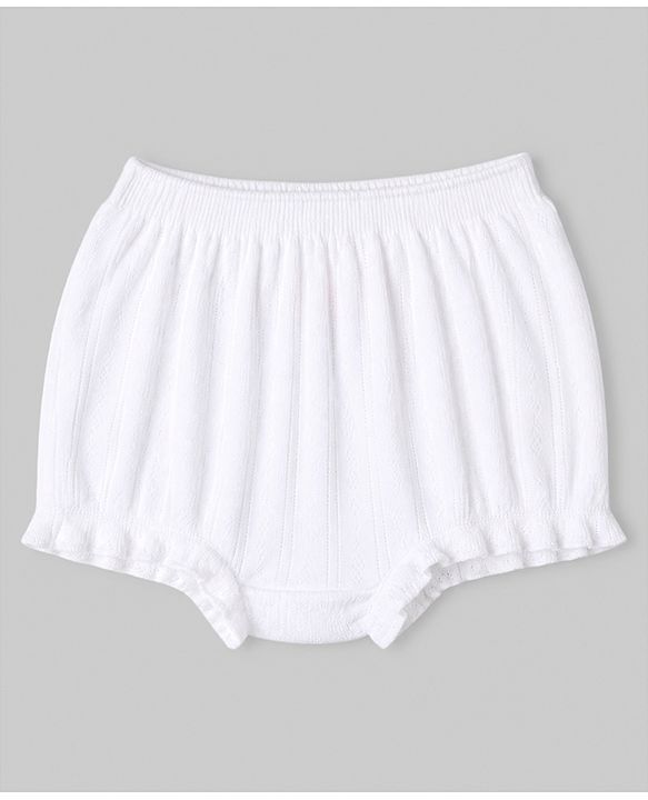 Babyhug 100% Cotton Single Jersey Knit Antibacterial Bloomers with Floral Bunny Print & Stripes Pack of 3 - White Yellow Blue