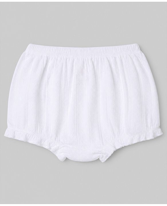 Babyhug 100% Cotton Single Jersey Knit Antibacterial Bloomers with Floral Bunny Print & Stripes Pack of 3 - White Yellow Blue