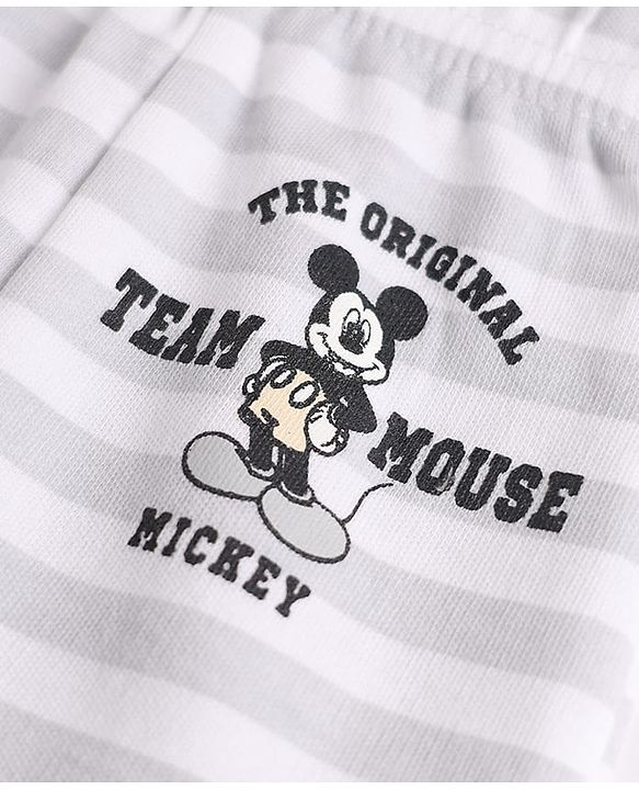 Babyhug Disney 100% Cotton Interlock Knit Trunks with Stripes & Mickey Mouse Print Pack of 2 - White & Peach