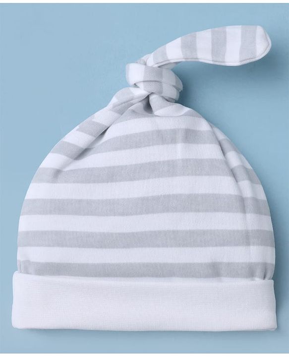 Babyhug Disney 100% Cotton Interock Knit Cap With Mickey Mouse Graphic Pack of 2 White - Diameter 14.5 cm