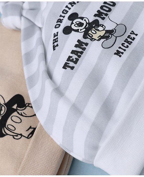Babyhug Disney 100% Cotton Interock Knit Cap With Mickey Mouse Graphic Pack of 2 White - Diameter 14.5 cm
