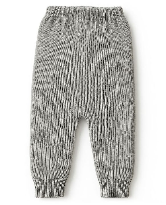 Babyhug Knit Full Sleeves Striped Sweater Set - Light Green & Grey