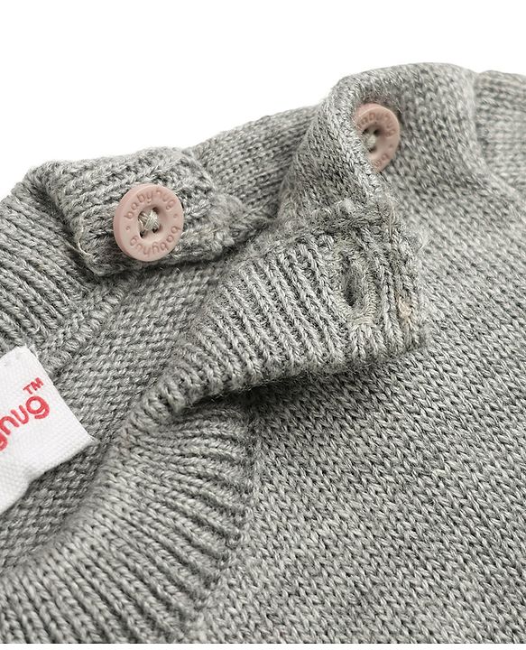 Babyhug Knit Full Sleeves Striped Sweater Set - Light Green & Grey