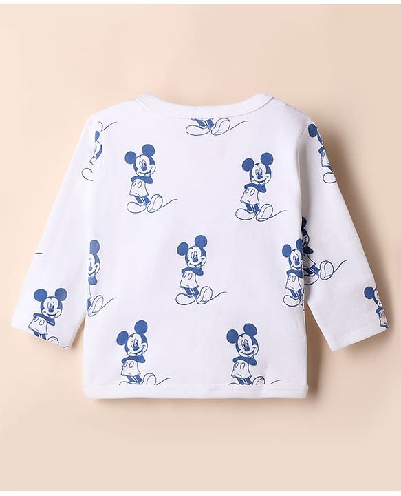 Babyhug Disney 100% Cotton Interlock Knit Full Sleeves Jhablas Mickey Mouse Print Pack of 3 - Blue & White