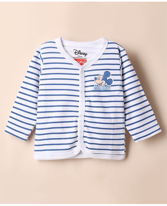 Babyhug Disney 100% Cotton Interlock Knit Full Sleeves Jhablas Mickey Mouse Print Pack of 3 - Blue & White