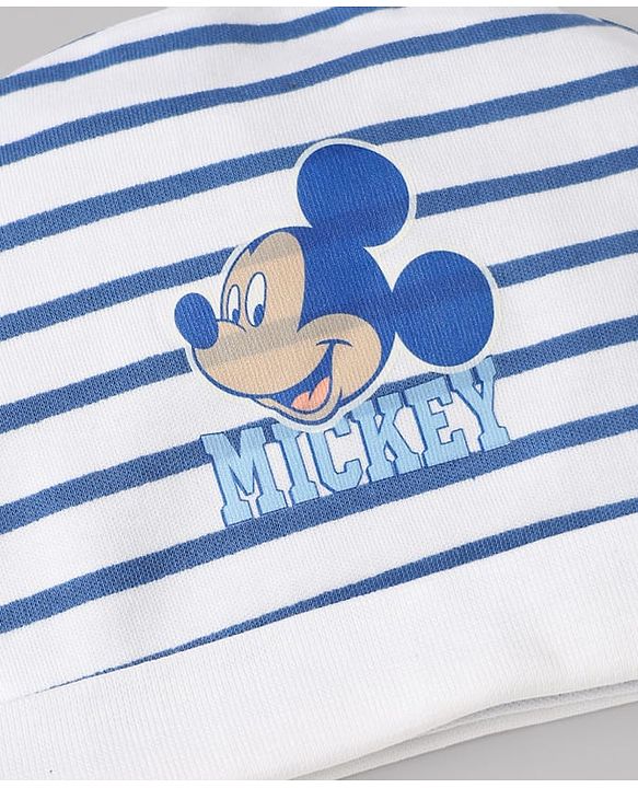Babyhug Disney Cap Mitten and Booties With Mickey Mouse Graphic in White Cap Diameter - 9.5 cm