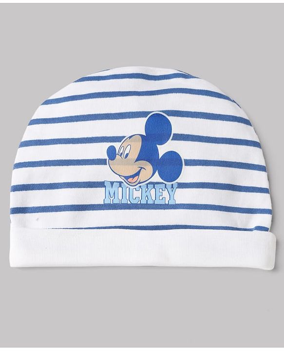 Babyhug Disney Cap Mitten and Booties With Mickey Mouse Graphic in White Cap Diameter - 9.5 cm