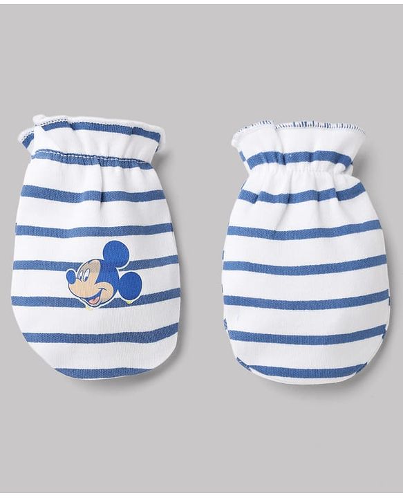 Babyhug Disney Cap Mitten and Booties With Mickey Mouse Graphic in White Cap Diameter - 9.5 cm