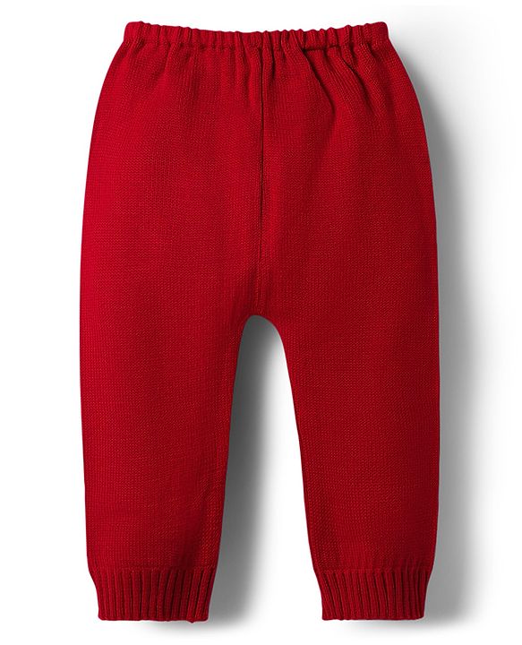 Babyhug Knit Full Sleeves Christmas Theme Printed Sweater Set - Red