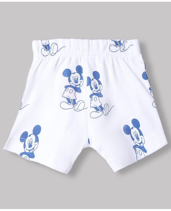Babyhug Disney 100% Cotton Interlock Knit Trunks With Mickey Mouse Print Pack of 3 - Blue & White