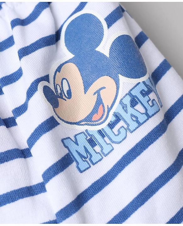 Babyhug Disney 100% Cotton Interlock Knit Trunks With Mickey Mouse Print Pack of 3 - Blue & White