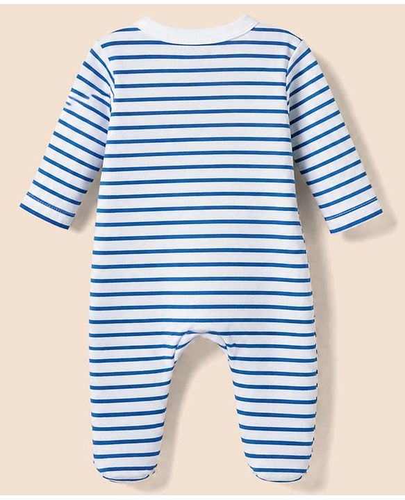 Babyhug Disney 100% Cotton Interlock Knit Full Sleeves Footed Sleepsuit With Mickey Mouse Print Pack Of 2 - Blue