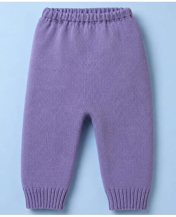 Babyhug Knit A-Line Full Sleeves Sweater Set with Polka Dot Design - Lavender