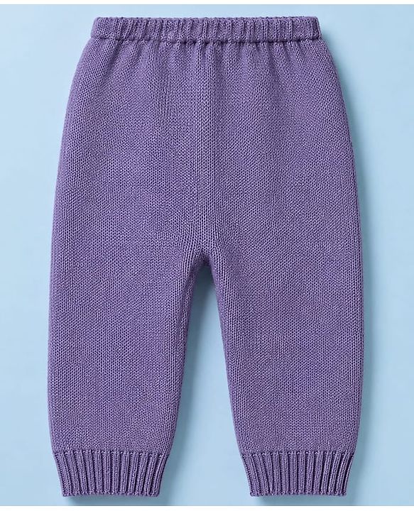 Babyhug Knit A-Line Full Sleeves Sweater Set with Polka Dot Design - Lavender