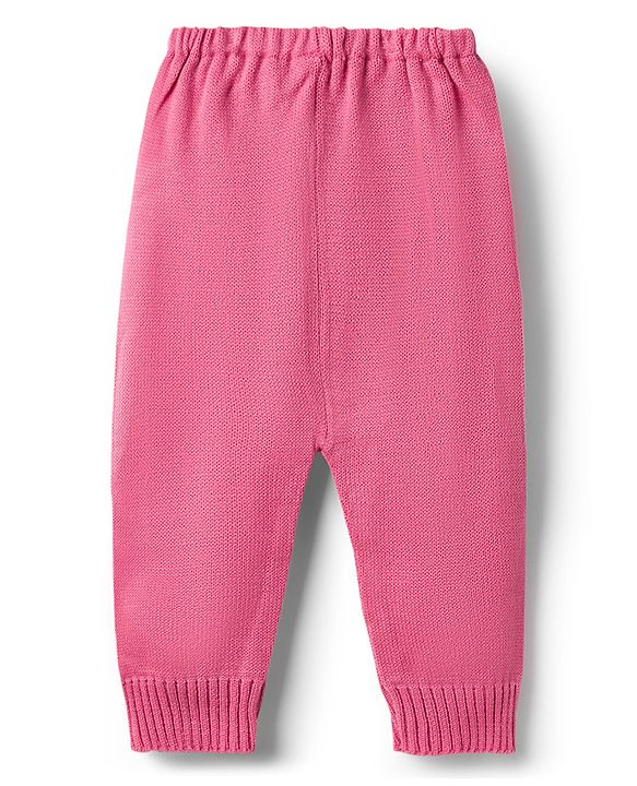 Babyhug Knit Full Sleeves Sweater Set With Hearts Design - Pink
