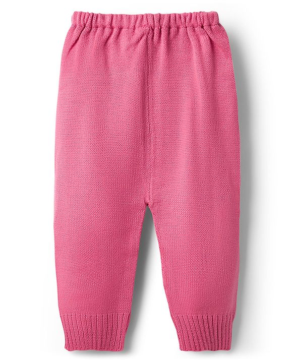 Babyhug Knit Full Sleeves Sweater Set With Hearts Design - Pink
