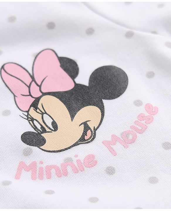 Babyhug Disney 100% Cotton Interlock Knit Full Sleeves Front Open Jhablas with Minnie Mouse Graphic & Polka Dots Print Pack of 2 - White & Pink