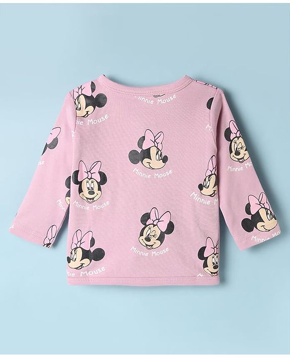 Babyhug Disney 100% Cotton Interlock Knit Full Sleeves Front Open Jhablas with Minnie Mouse Graphic & Polka Dots Print Pack of 2 - White & Pink