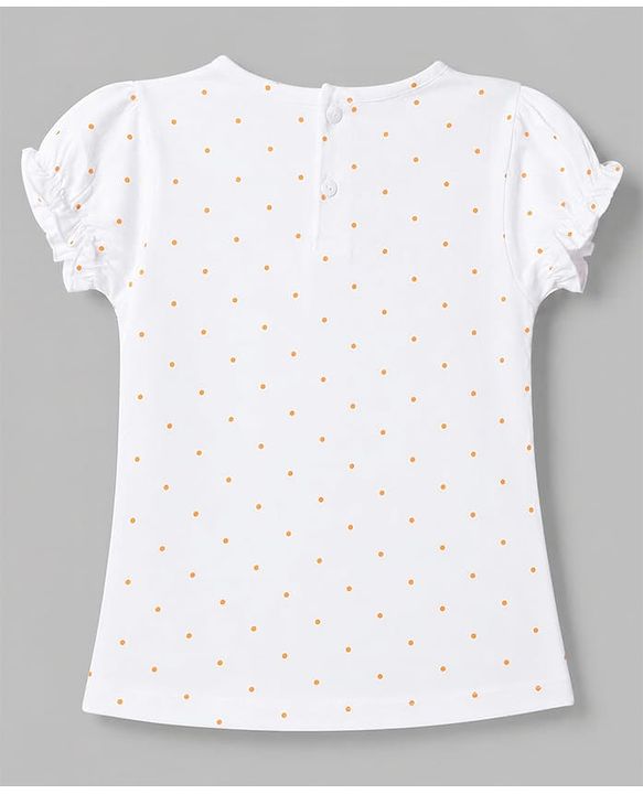 Babyhug Cotton Knit Frocks With Inner Tee with Short Sleeves and Floral Print in Peach for 3-6 Months