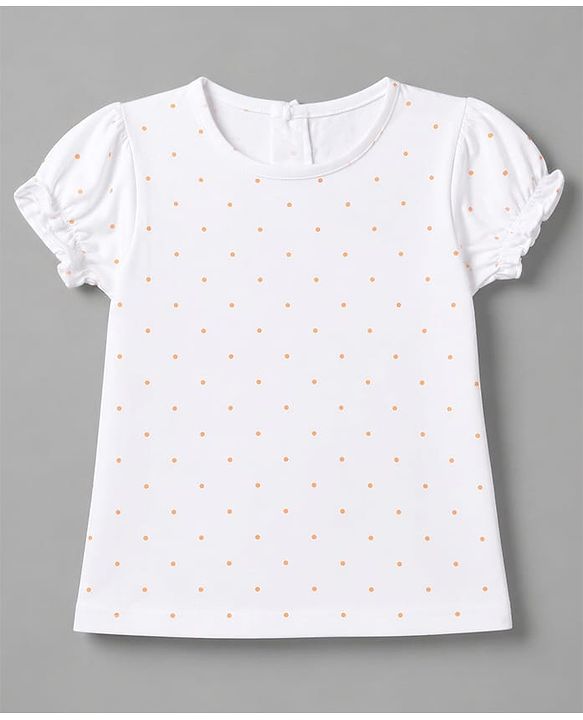 Babyhug Cotton Knit Frocks With Inner Tee with Short Sleeves and Floral Print in Peach for 3-6 Months