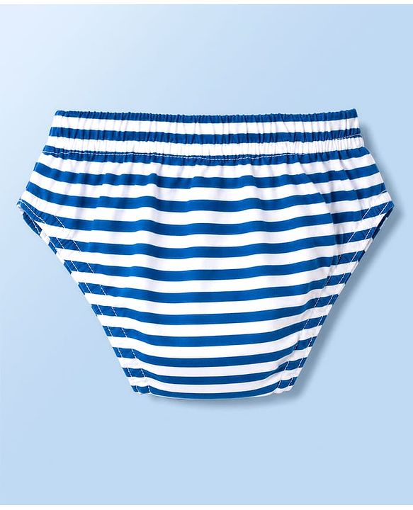 Babyhug 100% Cotton Single Jersey Knit Striped & Bear Printed Antibacterial Briefs Pack of 3 - White Blue & Yellow