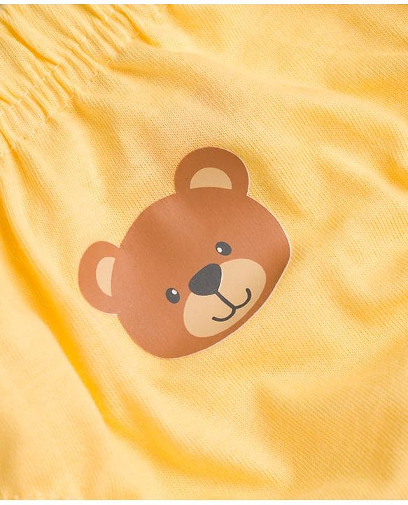 Babyhug 100% Cotton Single Jersey Knit Striped & Bear Printed Antibacterial Briefs Pack of 3 - White Blue & Yellow