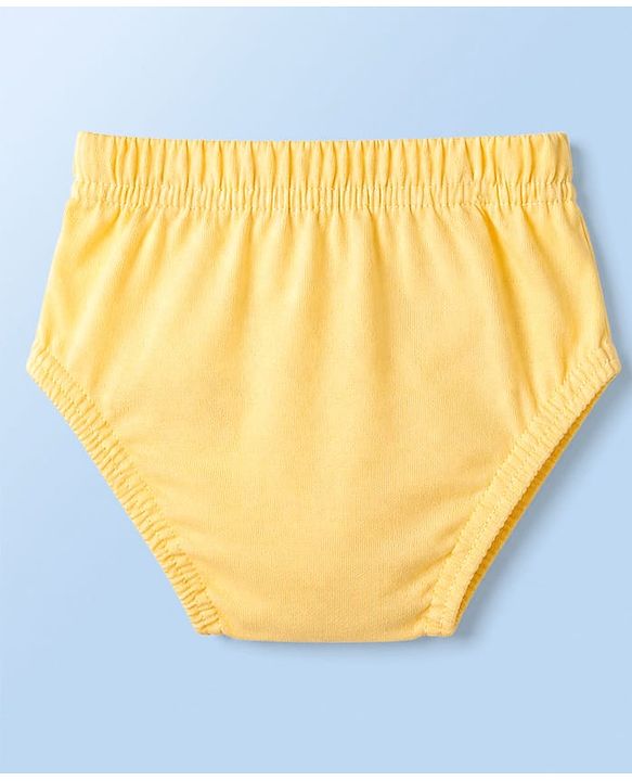 Babyhug 100% Cotton Single Jersey Knit Striped & Bear Printed Antibacterial Briefs Pack of 3 - White Blue & Yellow
