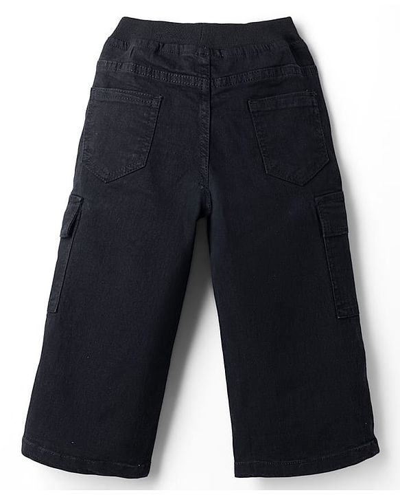 Babyhug Full Length Washed Denim Jeans With Stretch - Black