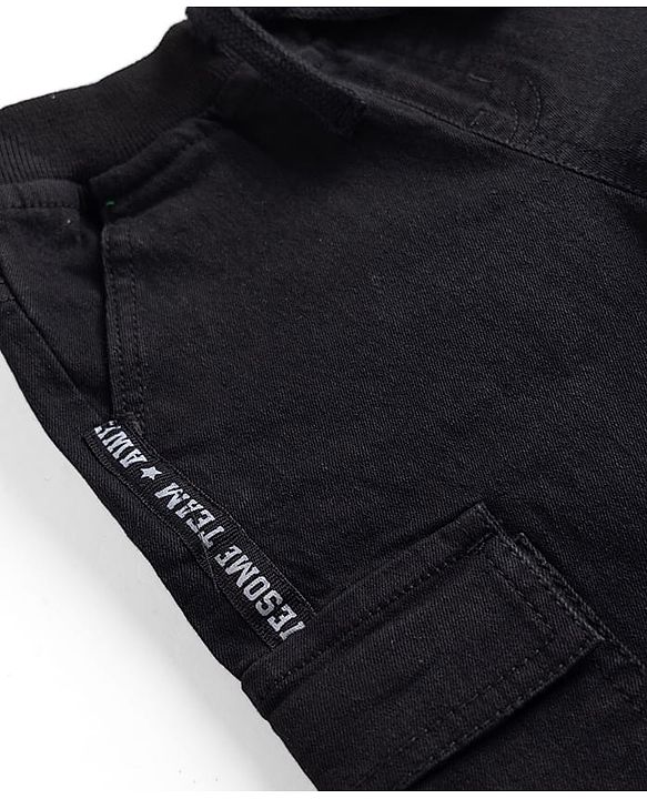 Babyhug Full Length Washed Denim Jeans With Stretch - Black