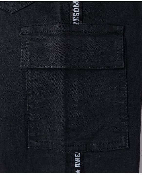 Babyhug Full Length Washed Denim Jeans With Stretch - Black