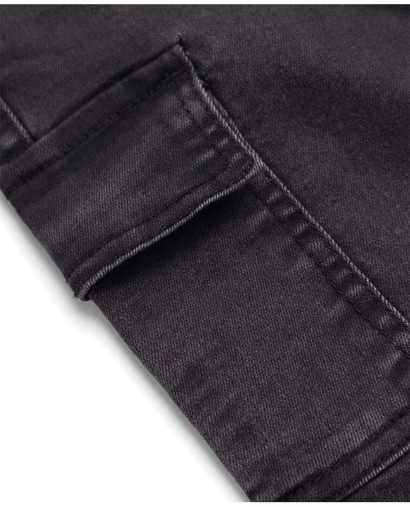 Babyhug Denim Washed Full Length Jeans with Stretch & Pocket - Black