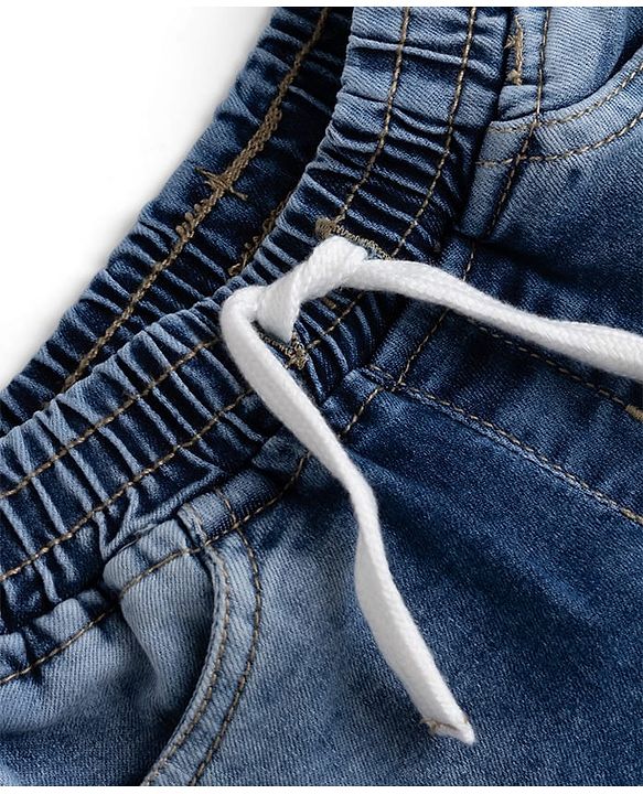 Babyhug Denim Full Length Washed Jeans With Stretch - Light Blue