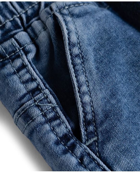 Babyhug Denim Full Length Washed Jeans With Stretch & Cargo Pockets - Blue