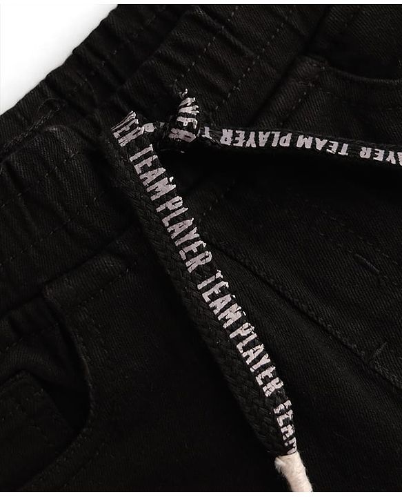 Babyhug Denim Full Length Washed Jeans With Stretch - Black