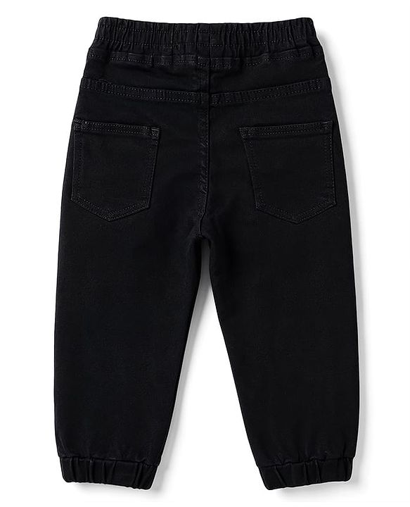 Babyhug Denim Full Length Washed Jeans With Stretch - Black